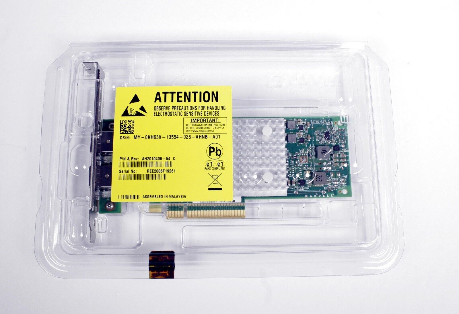 DELL KH63X MARVELL FASTLINQ QL41232HFCU Dual Port 10/25GbE SFP28 NIC FH Bracket